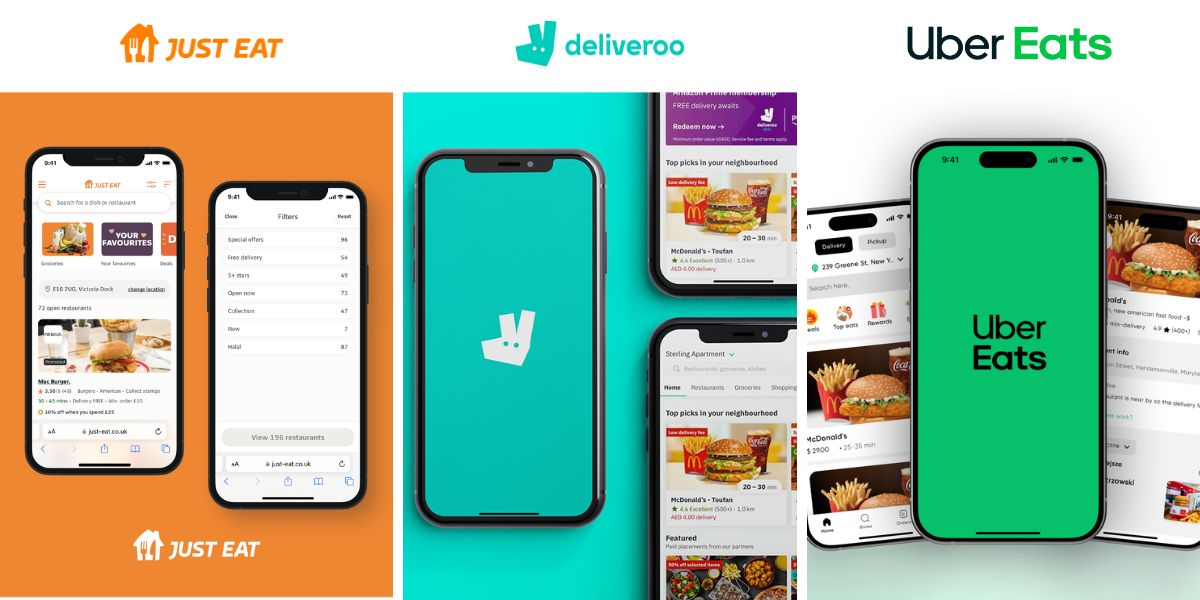 Just Eat, Deliveroo, Uber Eats Appplication